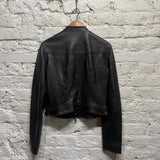 THIERRY MUGLER DARK BROWN/BLACK LAMB LEATHER JACKET