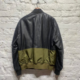 ALEXANDER MCQUEEN MCQ LAMB LEATHER BOMBER GREEN LOWER SECTION