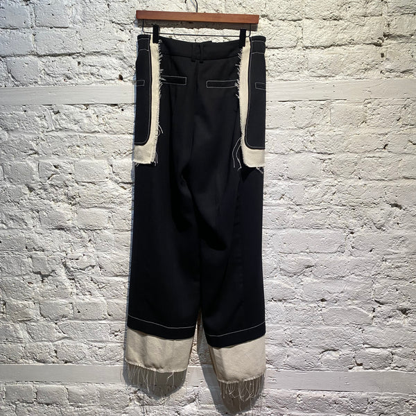 REJINA PYO BLACK/OFF WHITE TROUSERS