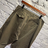 ALEXANDER MCQUEEN	GREEN / TAN DECONSTRUCTED RECONSTRUCTED TROUSERS