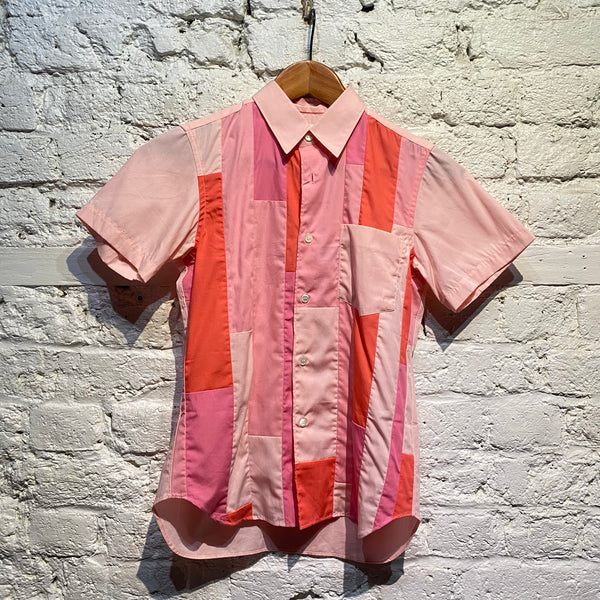 COMME DES GARÇONS SHIRT
PINK/WHITE PAYCHWORK COTTON S/S SHIRT