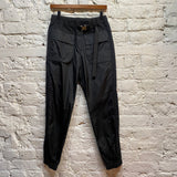 SACAI BLACK SHELL POCKET FRONT TROUSERS