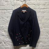 COMME DES GARÇONS CDG SHIRT LABEL NAVY JACKET WITH RED AND WHITE DOTS