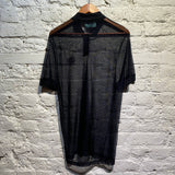 JEAN PAUL GAULTIER MAILLE FINE BLACK MESH POLO SHIRT