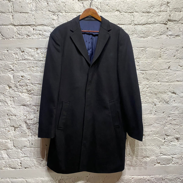 YVES SAINT LAURENT BLACK WOOL/CASHMERE OVERCOAT VINTAGE