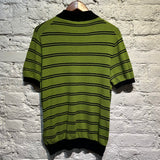PRADA GREEN STRIPE KNIT POLO