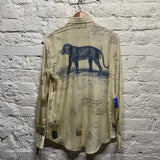 ALEXANDER MCQUEEN SKULL POSTAGE PRINT COTTON/SILK SHIRT