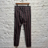 VIVIENNE WESTWOOD 
PINK/GREY STRIPE TROUSERS