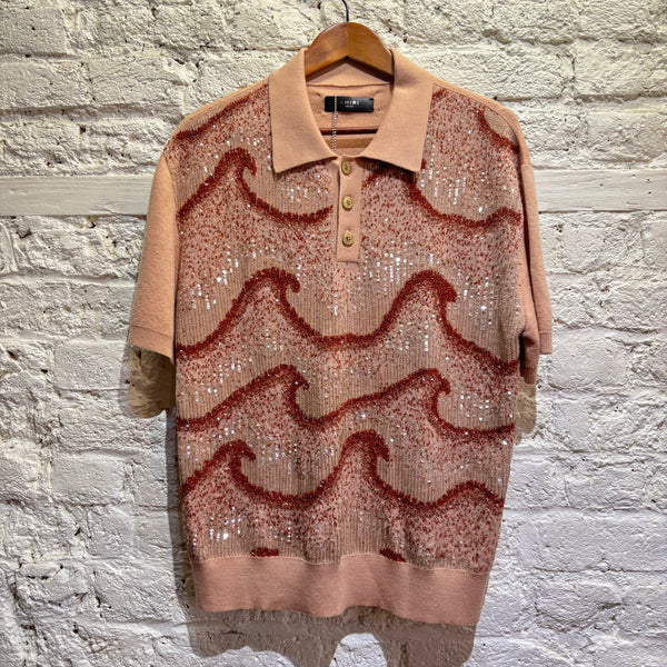 AMIRI	SEQUIN BEADED POLO SHIRT