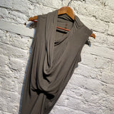 RICK OWENS LILIES GREY JERSEY SLEEVELESS DRAPE TOP