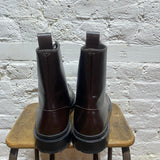 LOUIS VUITTON DARK BROWN LEATHER BOOTS