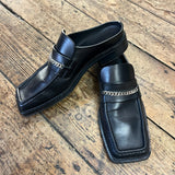 MARTINE ROSE BLACK LOAFER MULES