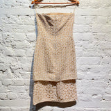 ALEXANDER MCQUEEN SILK EMBROIDERED NUDE CORSET DRESS