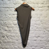 RICK OWENS LILIES GREY JERSEY SLEEVELESS DRAPE TOP