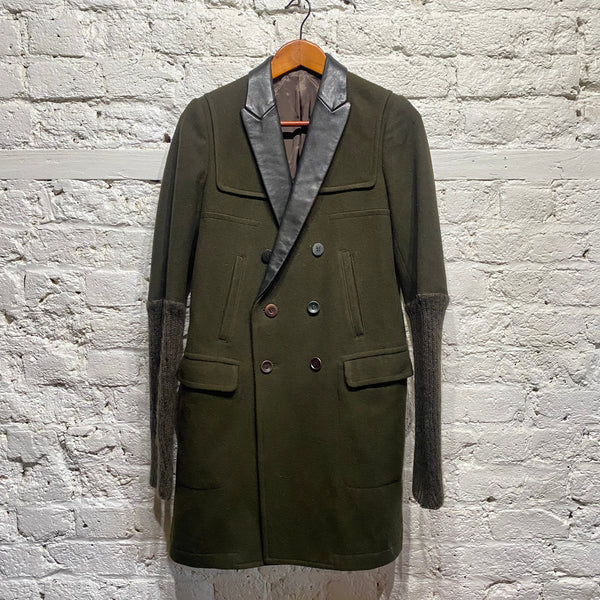 UNDERCOVER MOHAIR/WOOL LEATHER TRIMMED TRENCH COAT
