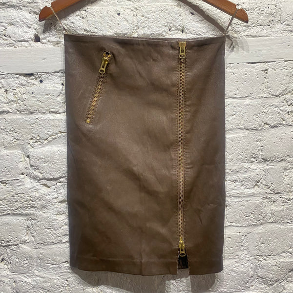 SUPERTRASH 
LAMBSKIN LEATHER BROWN SKIRT