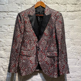 STEVE BELL BESPOKE RED/SILVER EMBROIDERED DINNER JACKET