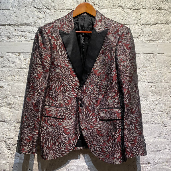 STEVE BELL BESPOKE RED/SILVER EMBROIDERED DINNER JACKET