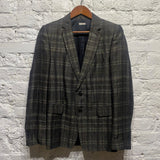DRIES VAN NOTEN GREY LINEN/COTTON CHECK SUIT