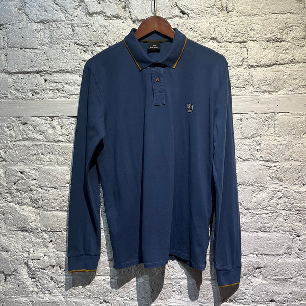 PAUL SMITH P.S. BLUE SLIM FIT L/S POLO SHIRT