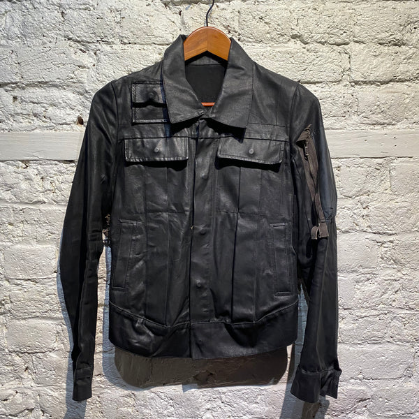 RICK OWENS VINTAGE WAXED LONG SLEEVE SHORT JACKET