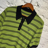 PRADA GREEN STRIPE KNIT POLO