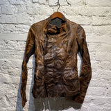 RICK OWENS 
DISTRESSED LEATHER JACKET