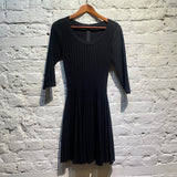 ALAIA BLACK  LONG SLEEVE HEAVY WEAVE DRESS