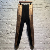 MARGIELA BLACK TROUSERS BRONZE PAINT STRIPED TROUSERS