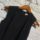 COMME DES GARÇONS BLACK SLEEVELESS KNEE LENGTH LIGHT WOOL DRESS