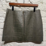 ALEXANDER WANG GREY TEXTURED LEATHER MINI SKIRT