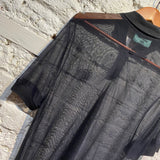 JEAN PAUL GAULTIER MAILLE FINE BLACK MESH POLO SHIRT