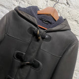 MARC JACOBS DARK GREY LEATHER DUFFLE COAT
