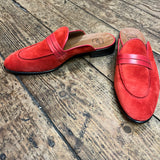 MALONE SOULIERS RED SUEDE MULE LOAFERS