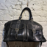 PAUL SMITH BLACK LEATHER WHITE STITCHING HOLD-ALL