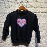 MIMI WADE LACE TRIMMED BLACK FLEECE TOP