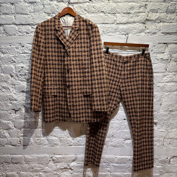 COMME DES GARÇONS HOMME PLUS BROWN/TAN HOUNDSTOOTH WOOL SUIT
