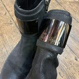 JOHN GALLIANO 
BLACK BRUSHED LEATHER SIDE ZIP BOOTS