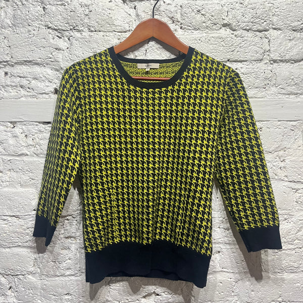 ERDEM
BLACK/YELLOW CASHMERE SHORT SLEEVE KNIT