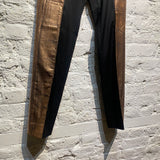MARGIELA BLACK TROUSERS BRONZE PAINT STRIPED TROUSERS