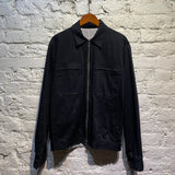 ALEXANDER MCQUEEN MIDNIGHT/STRIPED COTTON REVERSIBLE ZIP JACKET