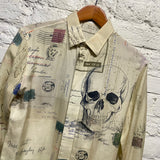 ALEXANDER MCQUEEN SKULL POSTAGE PRINT COTTON/SILK SHIRT