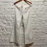 CELINE WHITE COTTON FLARED TROUSERS