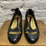 PRING T-BAR STRAP BLACK LEATHER SHOES