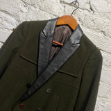 UNDERCOVER MOHAIR/WOOL LEATHER TRIMMED TRENCH COAT