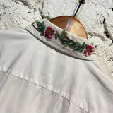 GUCCI WHITE SHIRT FLORAL EMBROIDERED COLLAR