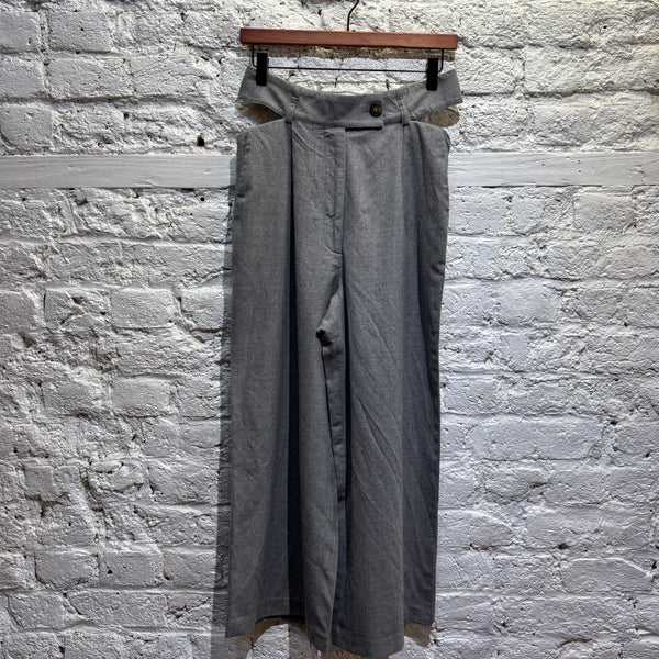 LOULOU STUDIOS LIGHT GREY WOOL CULOTTES WITH CUTOUT WAIST