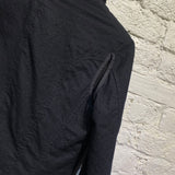 JUNYA WATANABE COMME DES GARÇONS BLACK BOILED WOOL WITH CHIFFON LINING ASYMMETRICAL BUTTONED LONG SLEEVE JACKET