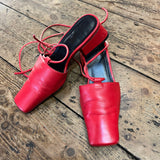 PALOMA WOOL RED LEATHER MULES