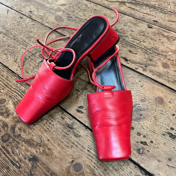 PALOMA WOOL RED LEATHER MULES